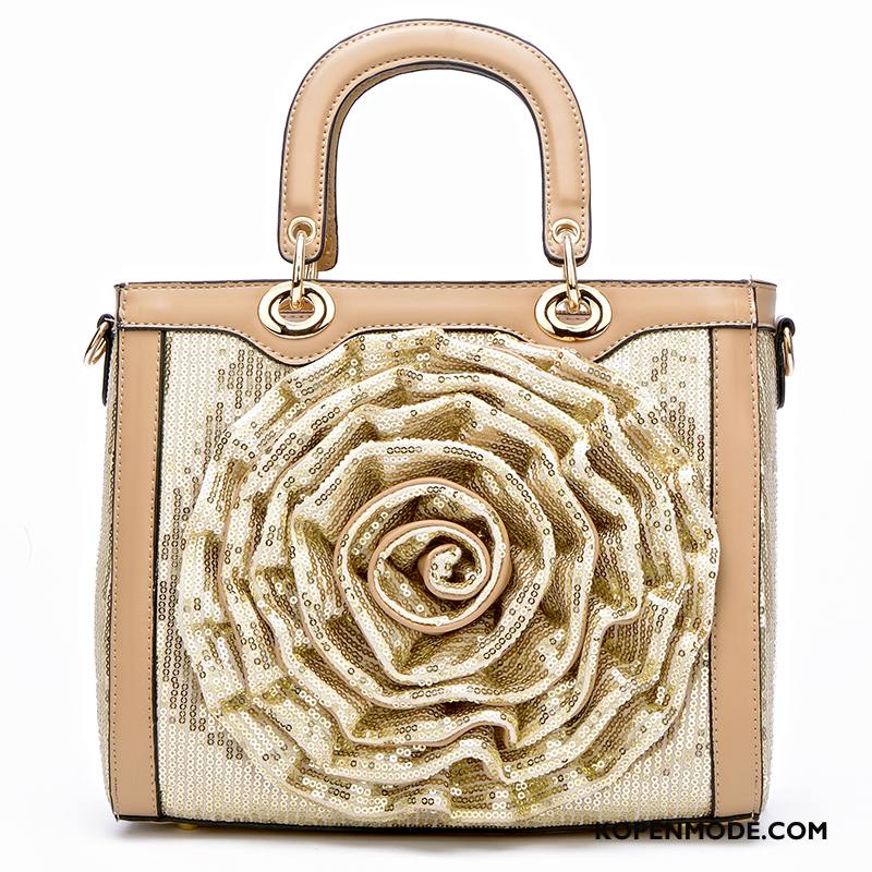 Handtas Dames Mode Messenger Tas Nieuw Bloemen Grote Tas Vrouwen Gouden