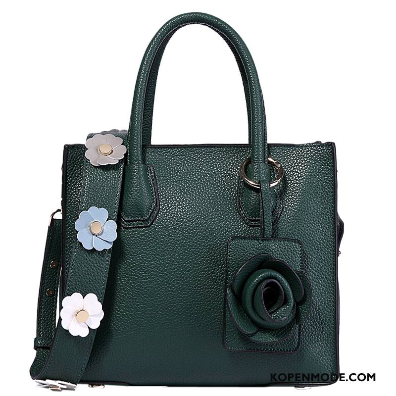 Handtas Dames Nieuw Messenger Tas Elke Dag Bloemen Zacht Leer Voorjaar Groen