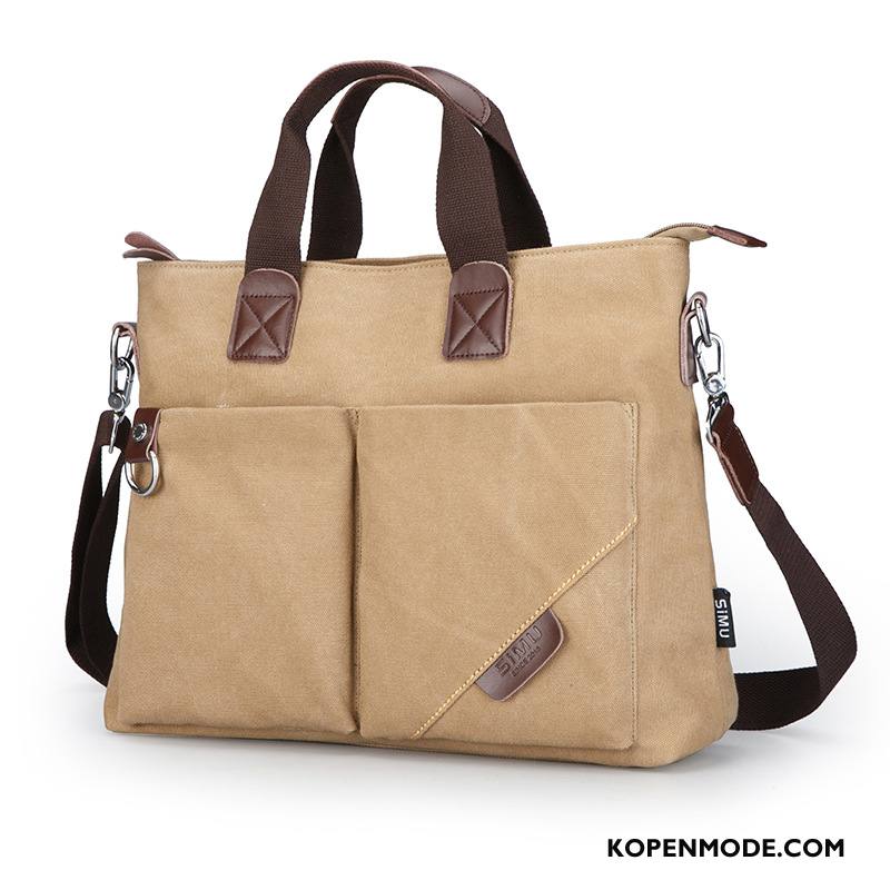 Handtas Heren Canvas Casual Business Messenger Tas Mannen Nylon Kaki