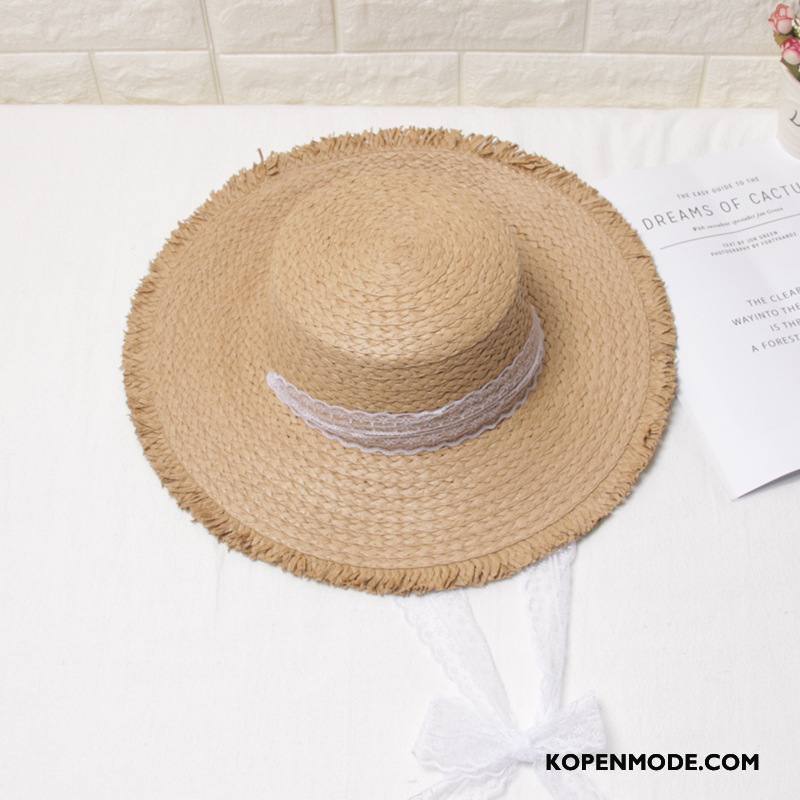 Hoeden Dames Nieuw Strand Zon Kant Vrouwen Groot Beige