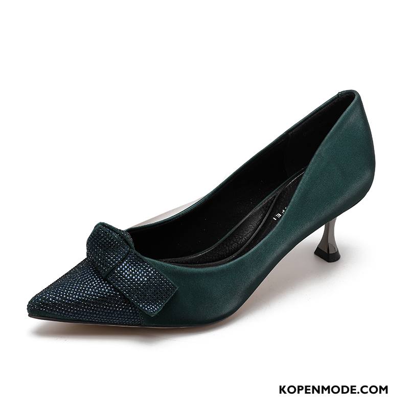 Hoge Hakken Dames Alle Wedstrijden Dunne Herfst Pumps Voorjaar Punt Rood Licht Groen