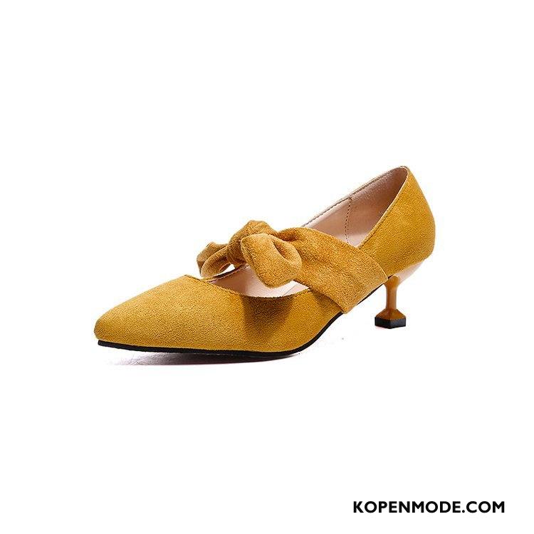 Hoge Hakken Dames Pumps Schoenen Dunne Vrouwen 2018 Suede Geel Licht