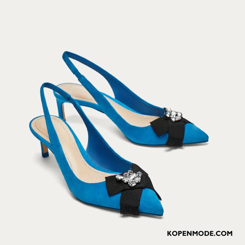 Hoge Hakken Dames Pumps Vrouwen Suede Herfst Dunne Blauw