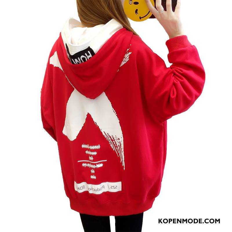 Hoodies Dames Dunne Vrouwen Losse Super Jasje Trend Rood