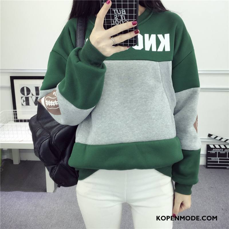 Hoodies Dames Eenvoudige Herfst Elegante Slim Fit 2018 Dunne Effen Kleur Groen