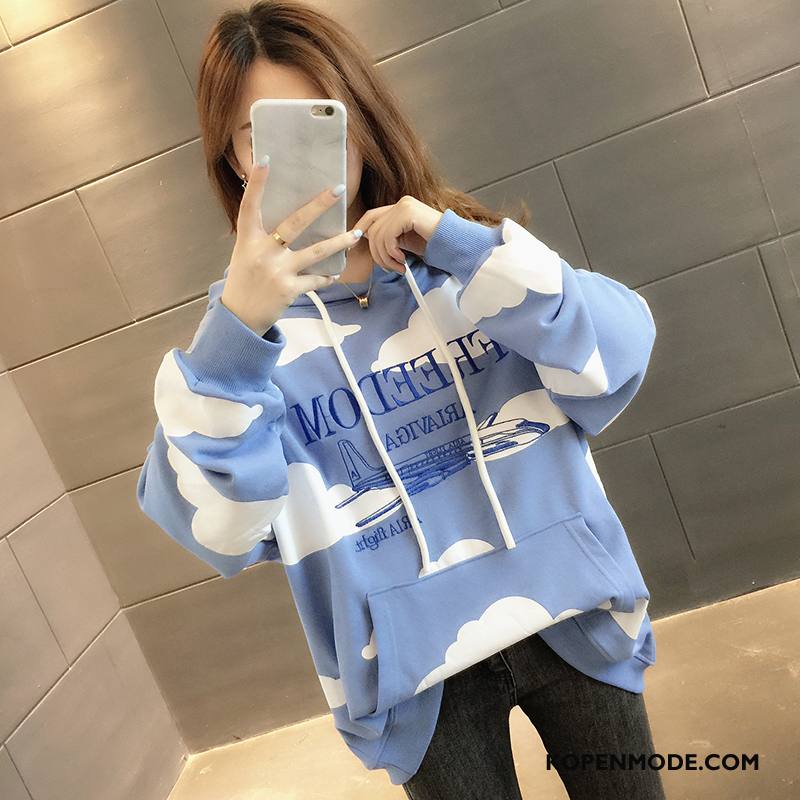 Hoodies Dames Jas Losse Dunne Nieuw Vrouwen Herfst Blauw