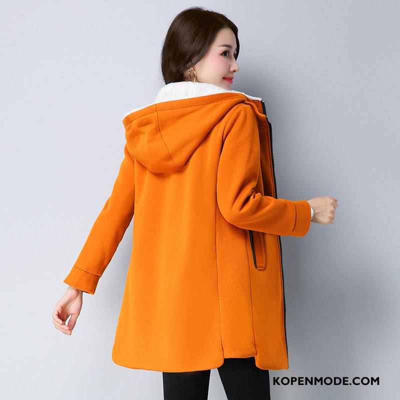 Hoodies Dames Lange Mouwen 2018 Rechtdoor Straat Cardigan Herfst Oranje