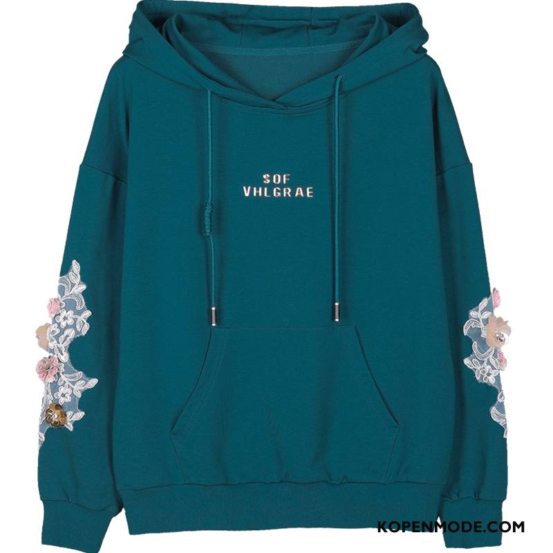 Hoodies Dames Lange Mouwen Voorjaar Grote Maten Super Nieuw Herfst Blauw