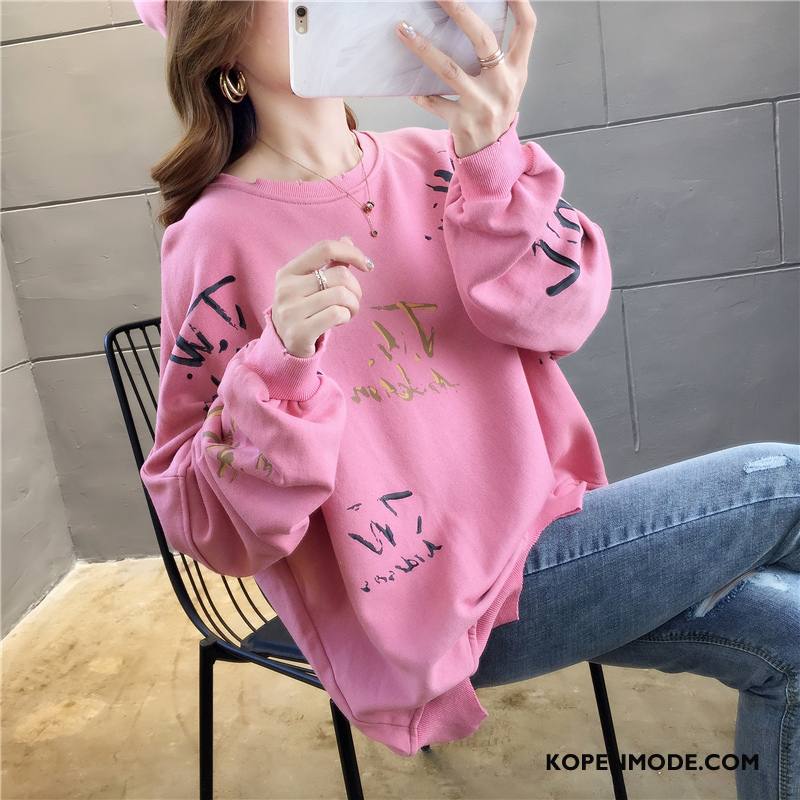 Hoodies Dames Losse Herfst Grote Maten Voorjaar Trend Vet Roze