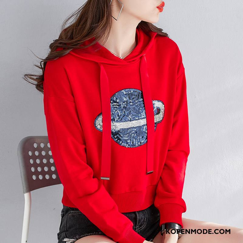 Hoodies Dames Losse Vrouwen Trend Voorjaar Jasje Lange Mouwen Rood