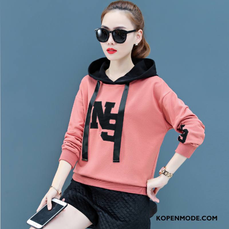 Hoodies Dames Mode Jas Dunne Herfst Losse Nieuw Rood