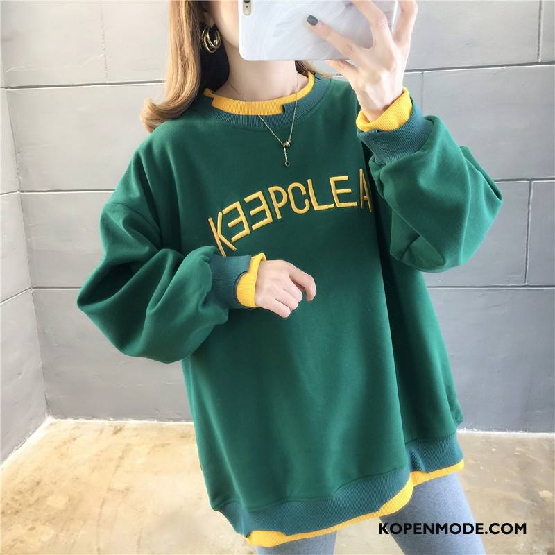 Hoodies Dames Plus Kasjmier Winter Jasje Dikke Trend Losse Groen