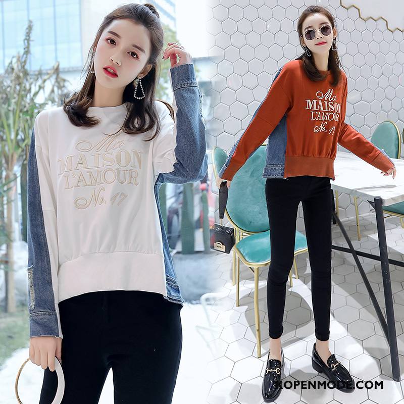 Hoodies Dames Slim Fit Voorjaar Lange Mouwen Pullover 2018 Rechtdoor Wit