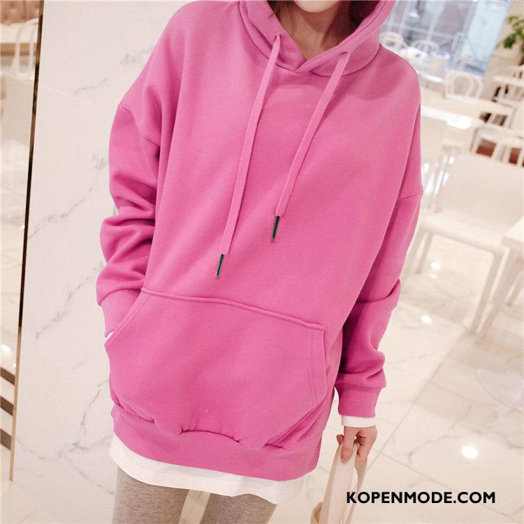 Hoodies Dames Stad Jeugd Mode 2018 Casual Zoet Roze Rood