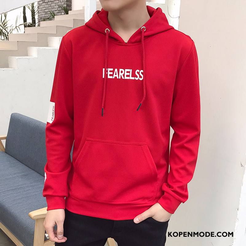 Hoodies Heren Casual Trendy Merk Jeugd Losse Pullover Herfst Rood