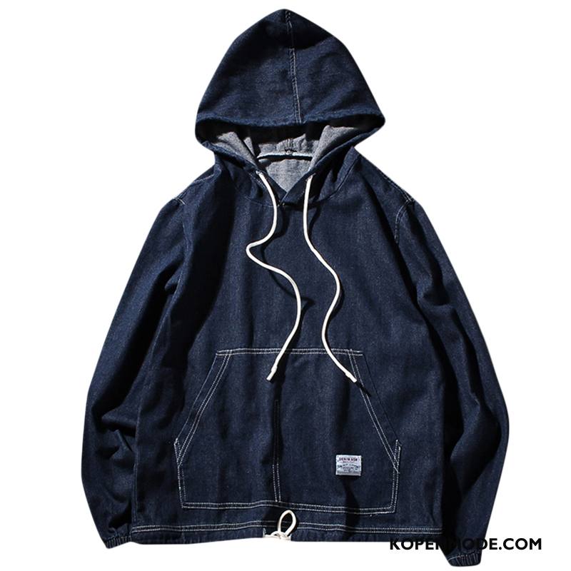 Hoodies Heren Denim Herfst Casual Mannen Groot Jas Donkerblauw