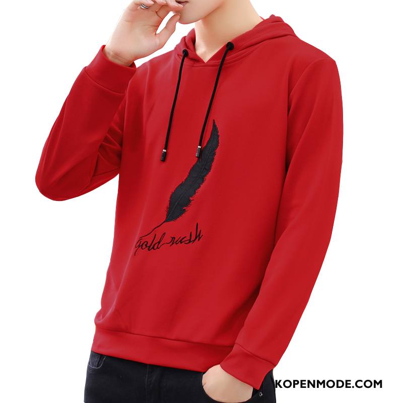 Hoodies Heren Hip-hop Jas Dunne Pullover Herfst Voorjaar Rood