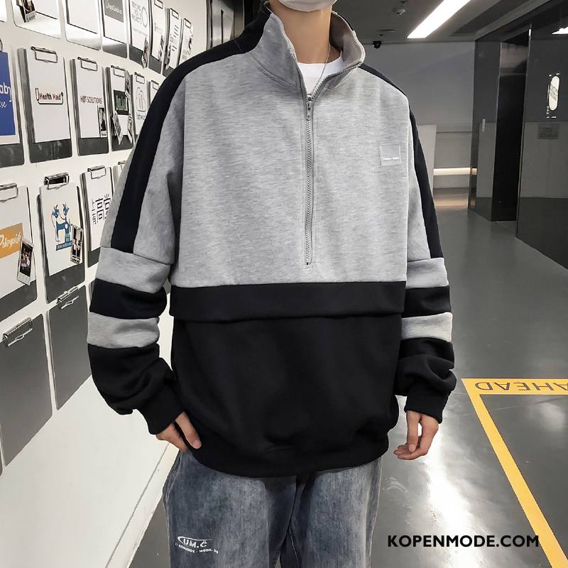 Hoodies Heren Hip-hop Pullover Casual Trend Losse Mannen Grijs