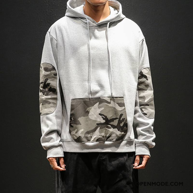 Hoodies Heren Mannen Herfst Persoonlijk Trend Losse Trendy Merk Camouflage Grijs