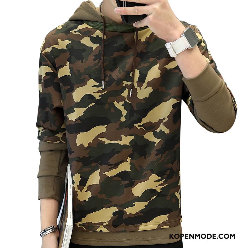 Hoodies Heren Met Capuchon Student Jas Pullover Mannen Trend Legergroene Camouflage