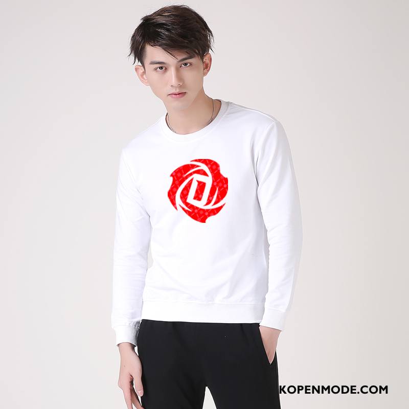 Hoodies Heren Nieuw Mannen Lange Mouwen Voorjaar Trend Pullover Wit