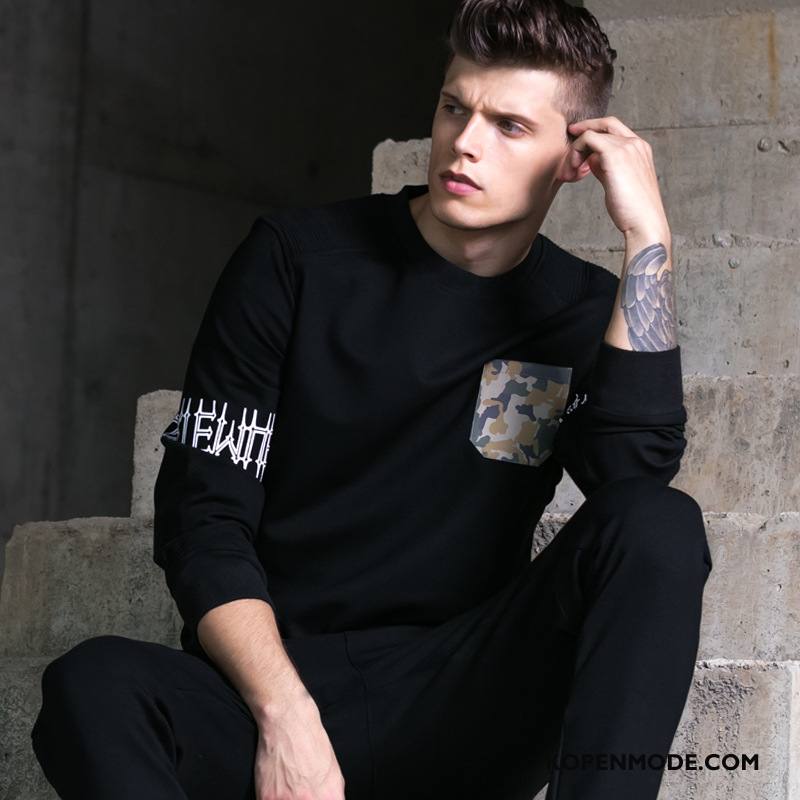 Hoodies Heren Slim Fit Trend Herfst Pullover Winter Mannen Zwart