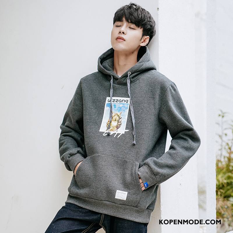 Hoodies Heren Student Nieuw Pullover Hip-hop Trend 2018 Grijs Donker