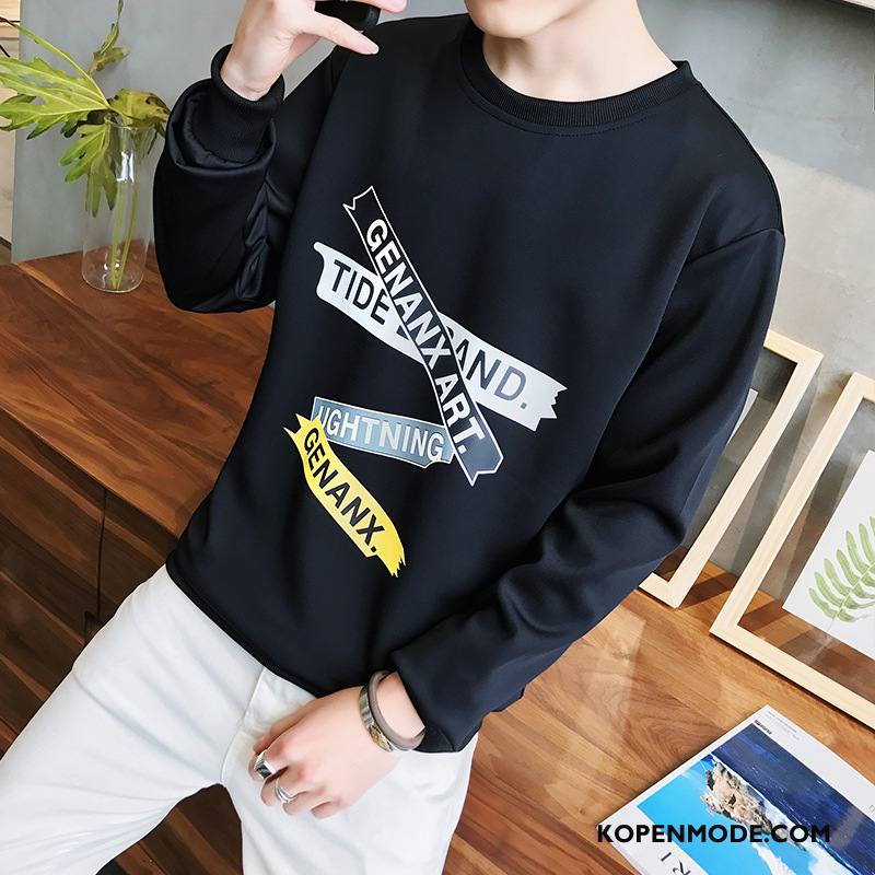 Hoodies Heren Student Trend Mannen Jas Pullover Bedrukken Zwart