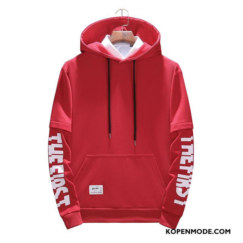 Hoodies Heren Trend Lange Mouwen Casual Herfst Pullover Mode Rood