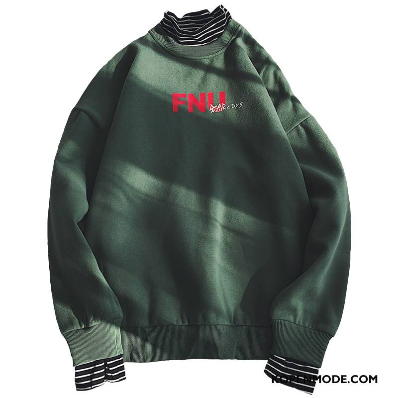 Hoodies Heren Trendy Merk Hoge Herfst Mannen Plus Kasjmier Hoge Kraag Groen