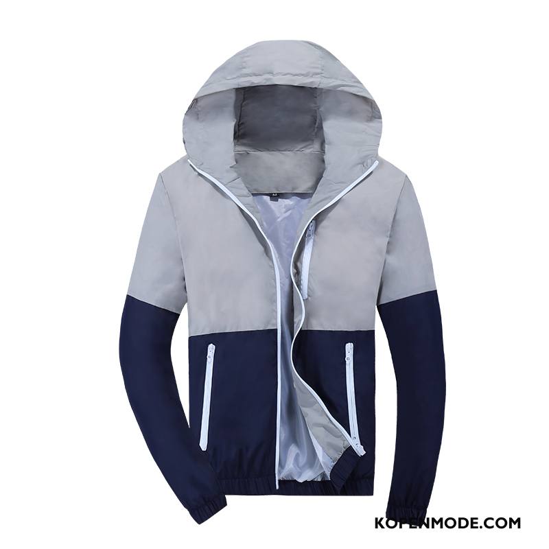 Jassen Heren Bescherming Tegen De Zon Hoodie Herfst Verbinding Leer Lovers Grijs