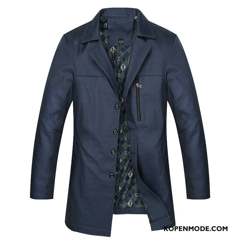 Jassen Heren Mannen 2018 Trenchcoat Mode Herfst Overjas Blauw