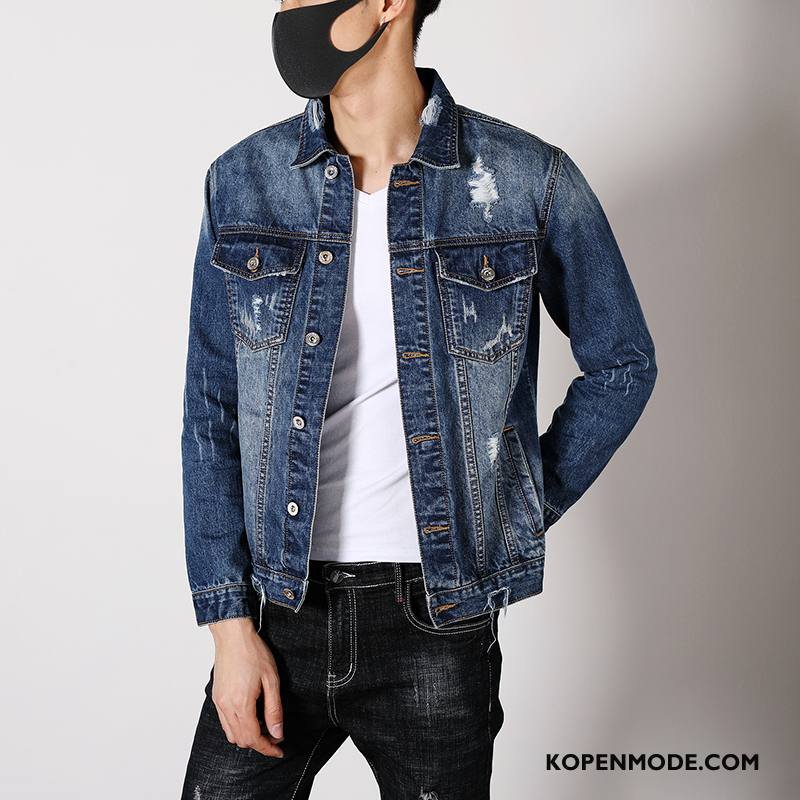 Jassen Heren Mode Denim Jack Blauw