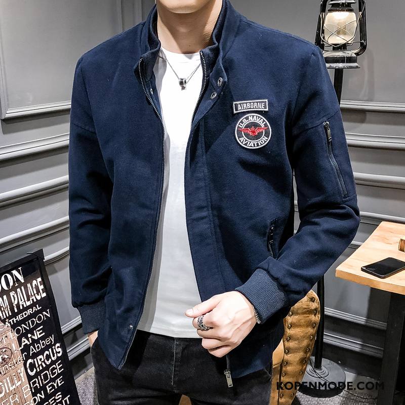 Jassen Heren Winter Leren Jas Jeugd Herfst Nieuw Jack Donkerblauw