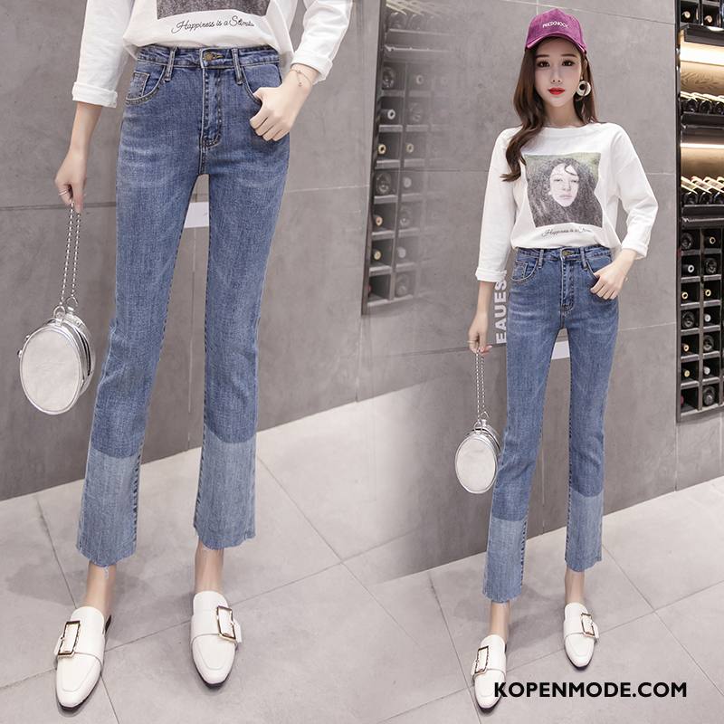 Jeans Dames 2018 Hoge Taille Katoen Elegante Spijkerbroek Jeans Trend Blauw