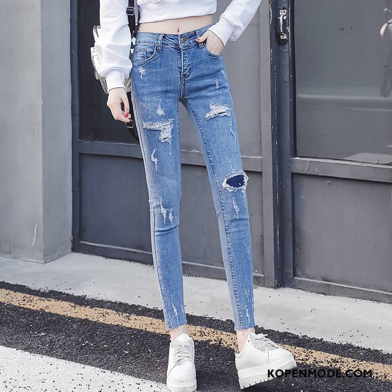 Jeans Dames 2018 Vers Mode Trend Slim Fit Voorjaar Blauw