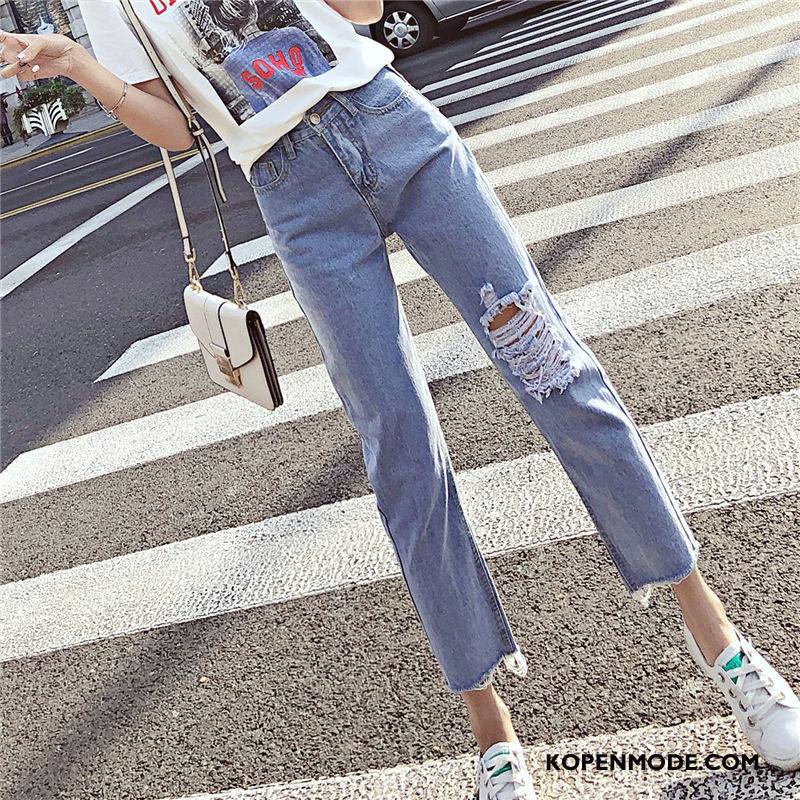 Jeans Dames Dunne Elegante Comfortabele Mode Eenvoudige 2018 Blauw