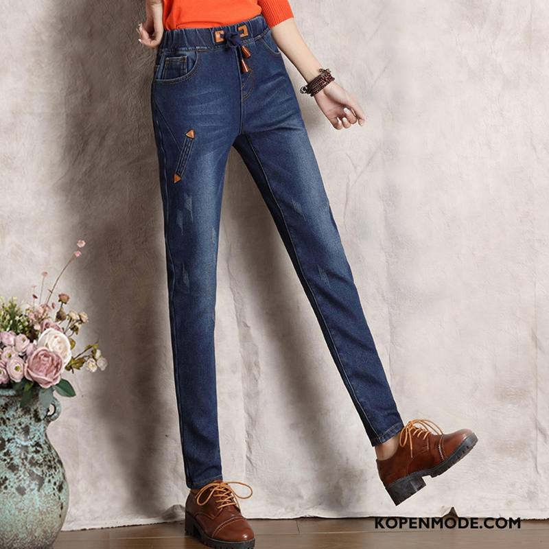 Jeans Dames Dunne Slim Fit Zak Voorjaar 2018 Eenvoudige Effen Kleur Blauw