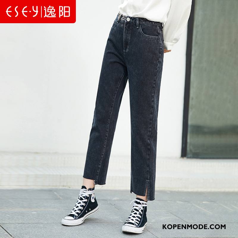 Jeans Dames Hoge Taille Herfst Rechtdoor Spijkerbroek Jeans Trend Nieuw Zwart Grijs