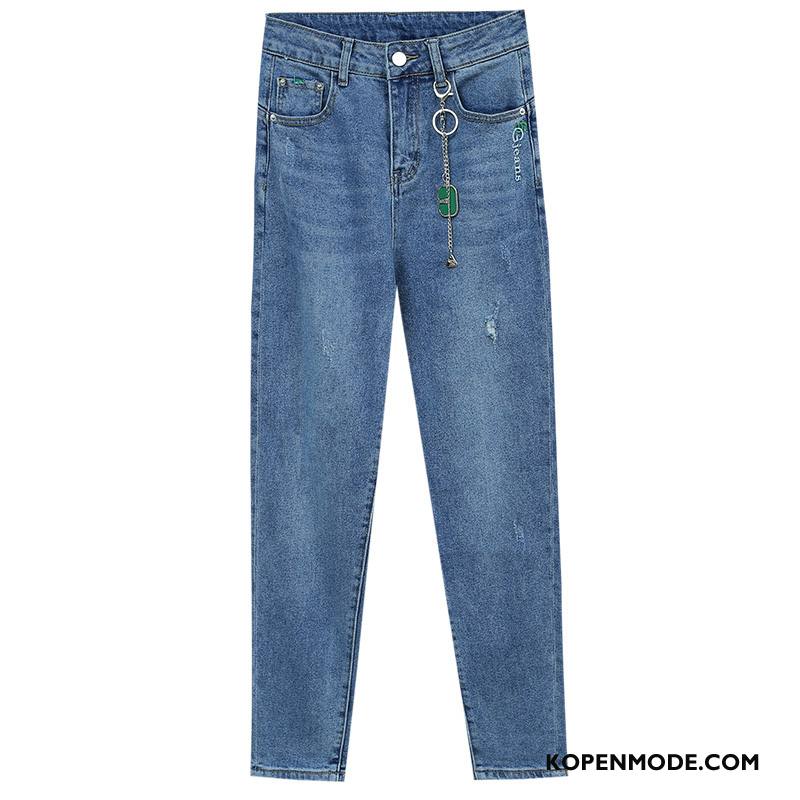 Jeans Dames Hoge Taille Student Vrouwen Nieuw Zomer Spijkerbroek Jeans Donkerblauw