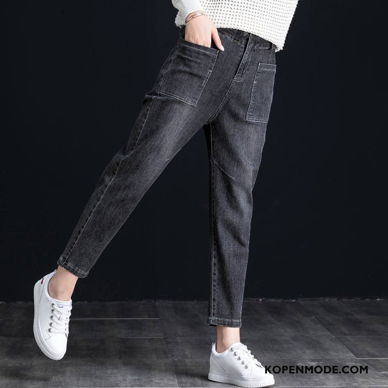 Jeans Dames Hoge Taille Voorjaar Losse Herfst Spijkerbroek Jeans Vrouwen Zwart Grijs