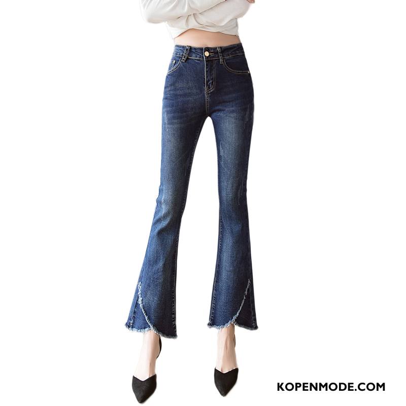 Jeans Dames Kwasten Spijkerbroek Jeans Hoge Taille Nieuw Vintage Vrouwen Blauw