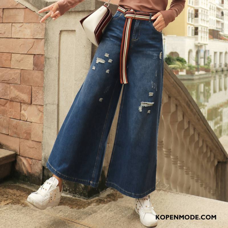 Jeans Dames Mode Mid Taille Herfst 2018 Trend Spijkerbroek Jeans Blauw Gouden