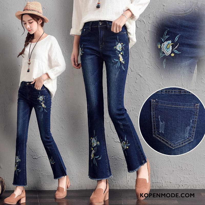 Jeans Dames Slim Fit Dunne Trend 2018 Herfst Broek Donkerblauw