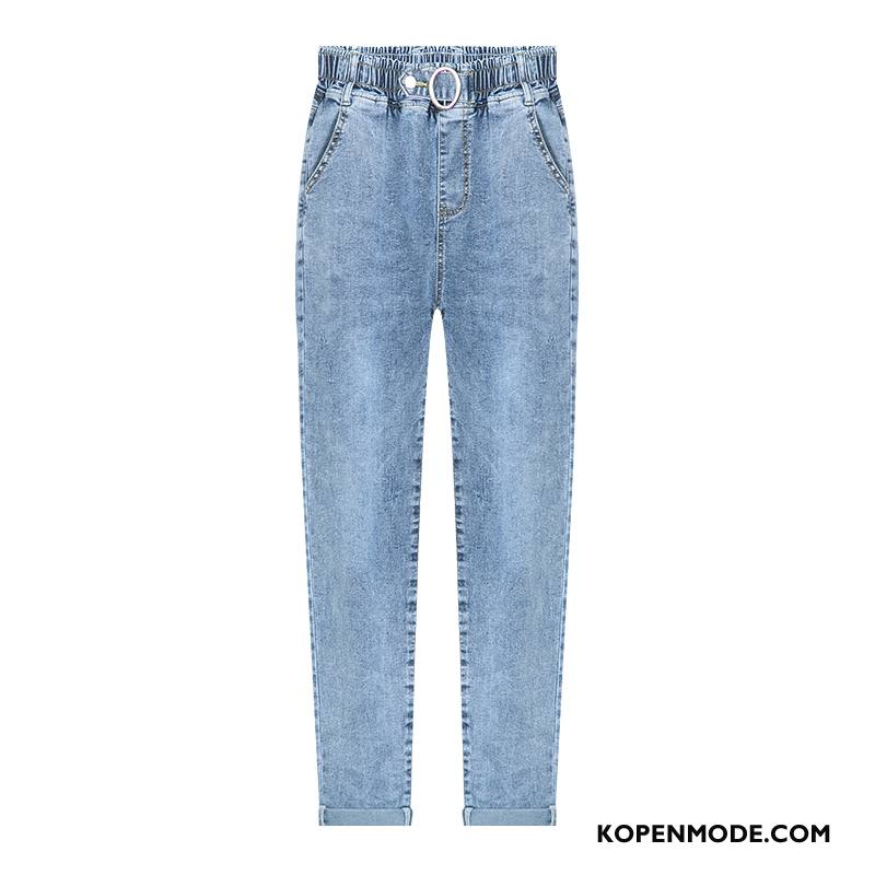 Jeans Dames Slim Fit Harlan Hoge Taille Nieuw Voorjaar Spijkerbroek Jeans Blauw