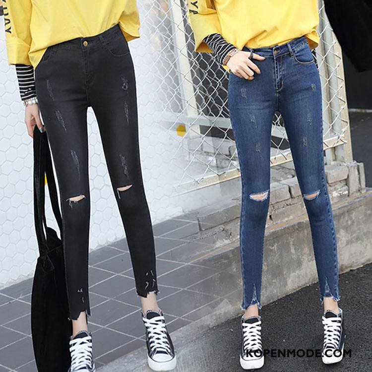 Jeans Dames Spijkerbroek Jeans 2018 Voorjaar Mode Trend Slim Fit Effen Kleur Zwart