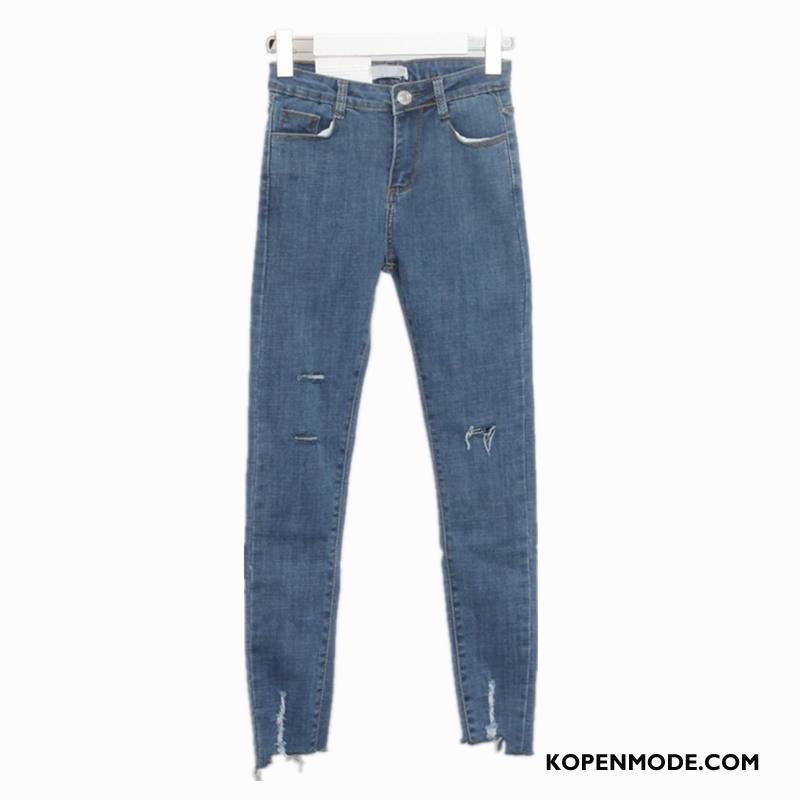 Jeans Dames Spijkerbroek Jeans Herfst Mid Taille 2018 Blauw Donker