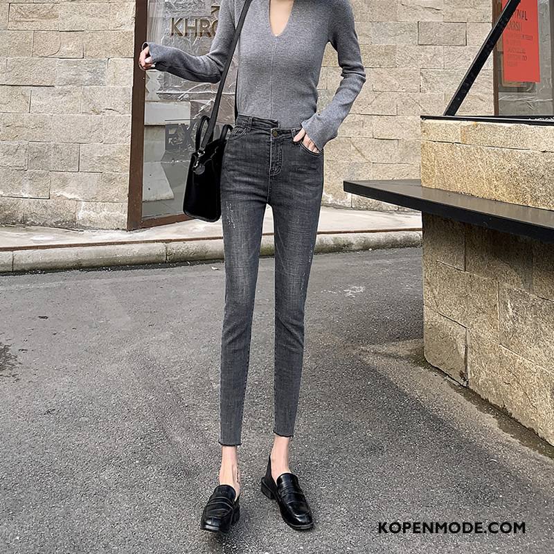 Jeans Dames Spijkerbroek Jeans Nieuw Trend Herfst Mode Hoge Taille Zwart Grijs