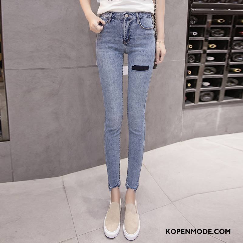 Jeans Dames Spijkerbroek Jeans Trend Potlood Broek Hoge Taille Elegante Zomer Blauw