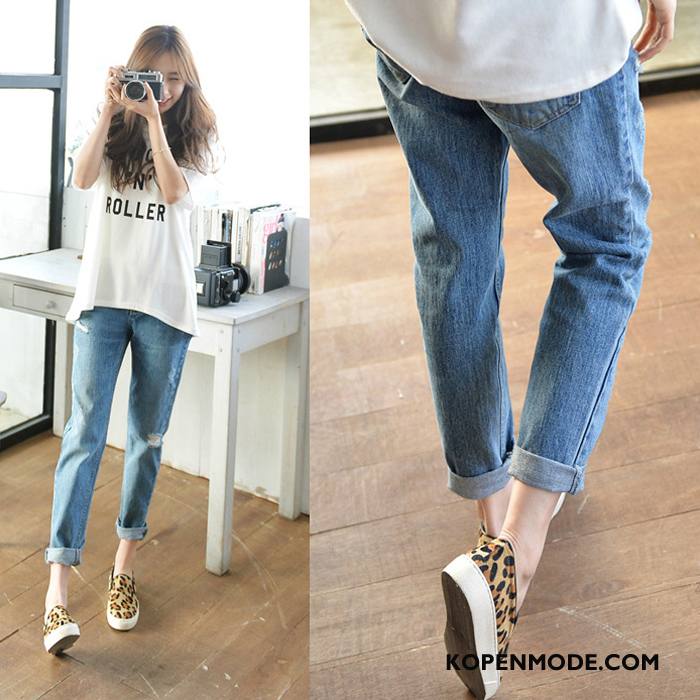 Jeans Dames Spijkerbroek Jeans Trend Zak Eenvoudige Elegante Zomer Lichtblauw Effen Kleur